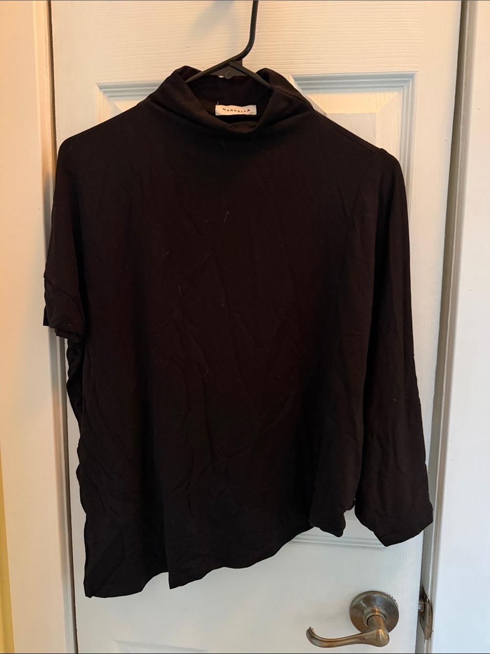 Women's Black Mock Neck Long-Sleeve Top